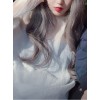 Harajuku Long Curly Hair Smoke Grey Air Bangs Wig Female