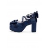 Dark Blue Bowknot Round-toe Sweet Lolita High Heel Shoes