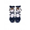 Dark Blue Bowknot Round-toe Sweet Lolita High Heel Shoes