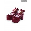 Dark Blue Bowknot Round-toe Sweet Lolita High Heel Shoes