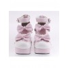 Pink & White 2.7" Heel High Beautiful Synthetic Leather Round Toe Cross Straps Platform Girls Lolita Shoes