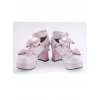 Pink & White 2.7" Heel High Beautiful Synthetic Leather Round Toe Cross Straps Platform Girls Lolita Shoes