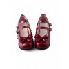 Wine red mirror princess Lolita lovely bow heels