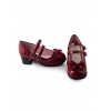 Wine red mirror princess Lolita lovely bow heels