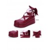 Round-toe Shallow Mouth Bowknot Cute Lolita Middle Heels Shoes