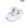 Round-toe Shallow Mouth Bowknot Cute Lolita Middle Heels Shoes