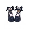 Round-toe Shallow Mouth Bowknot Cute Lolita Middle Heels Shoes