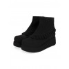 Round-toe Ruffle Plus Velvet College Lolita Platform Booties