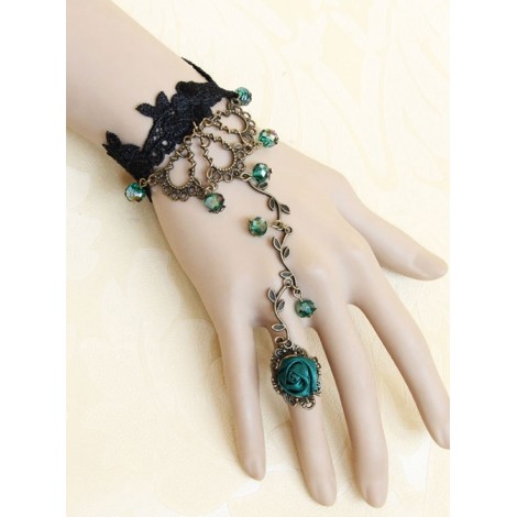 Retro Vines Green Rose Lolita Bracelet And Ring