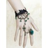 Retro Vines Green Rose Lolita Bracelet And Ring