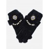 Elegant Velvet Bowknot Bead Chain Gothic Lolita Gloves