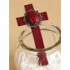 Gothic Wine Red Rose Cross Vampire Lolita Hairpin