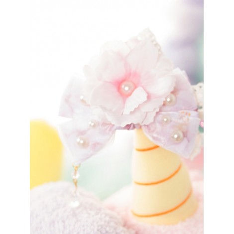 Emulation Floral Lace Bowknot Pearl Sweet Lolita Hairpin