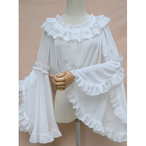 Retro Trumpet Sleeves Chiffon Lolita Short Shirt