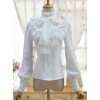 Retro Stand Collar Bowknot Tie Lolita Lantern Sleeve Shirt