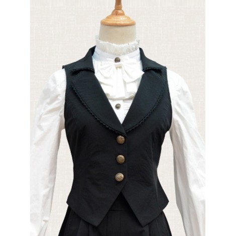 Black Chiffon Handsome Elegant Retro Classic Lolita Vest