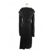 Punk Dark Asymmetric Hem Hooded Long Woolen Coat