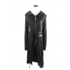 Punk Dark Asymmetric Hem Hooded Long Woolen Coat