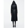 Punk Dark Detachable Hat Hooded Tuxedo Women's Medium Length Windbreaker