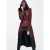 Punk Dark Detachable Hat Hooded Tuxedo Women's Medium Length Windbreaker