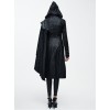 Steam Punk Gothic Palace Style Black Stand Collar Medium Length Hooded Coat For Women