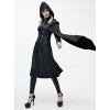 Steam Punk Gothic Palace Style Black Stand Collar Medium Length Hooded Coat For Women