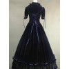 Victorian Ruffles Black And Blue Gothic Lolita Prom Dress