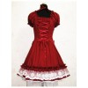 Cute Short Sleeves Red Cotton Lolita Dress