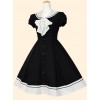 Retro Navy Collar Bowknot School Lolita Short Sleeve Dress