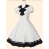 Retro Navy Collar Bowknot School Lolita Short Sleeve Dress